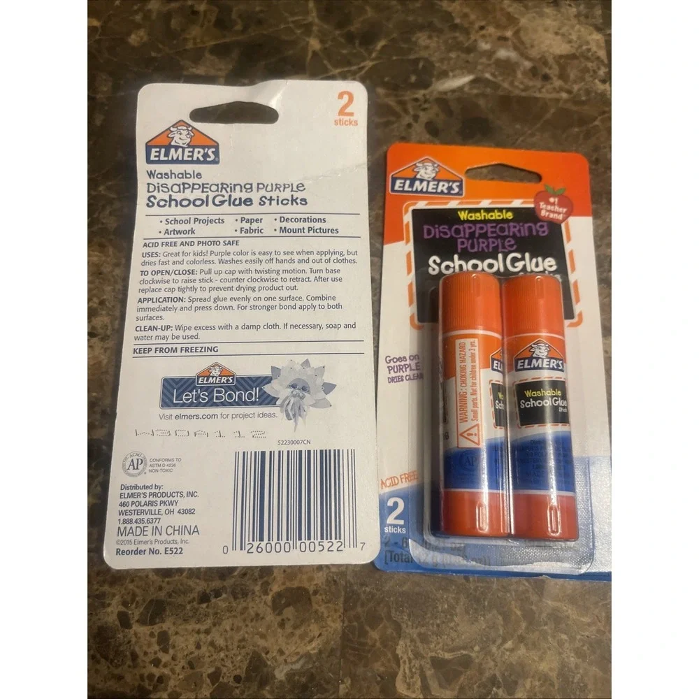 Two-2 pcs Washable School Glue  school supplies